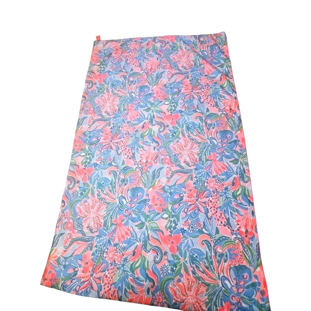 Lilly Pulitzer Pink Leopard Floral Oversized Beach Towel 72x42 Blue Teal‎